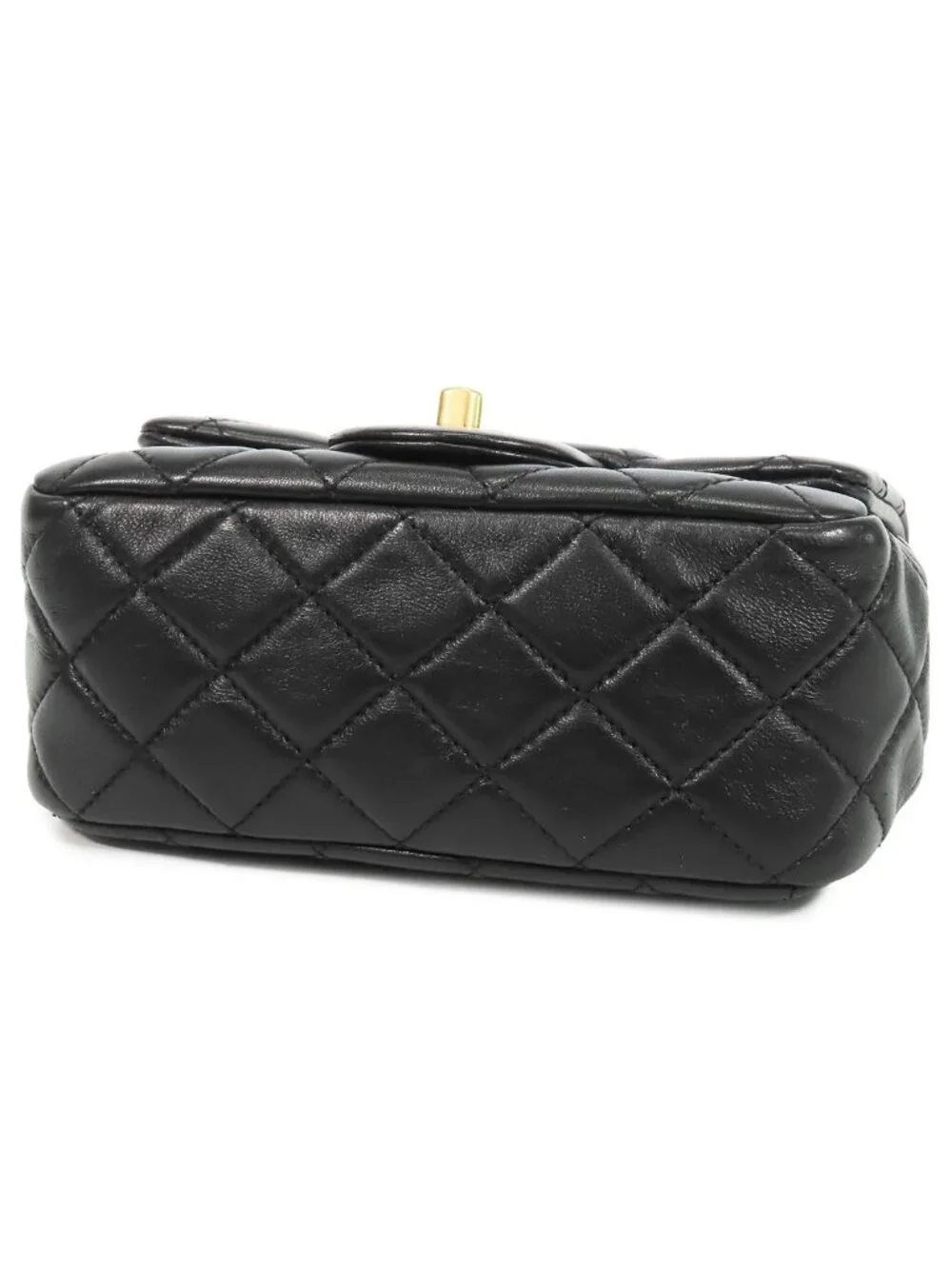 Chanel Chain Black Gold Lambskin Quilted Mini Single Flap Coco Ball Shoulder Bag